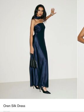 reformation daniela silk dress poshmark Reformation | Dresses | Nwt New Reformation Daniela Silk Maxi Deep V Halter  Dress Navy Blue